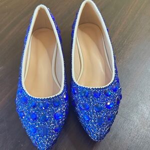 Elegant Blue Embellished Women's Flats
